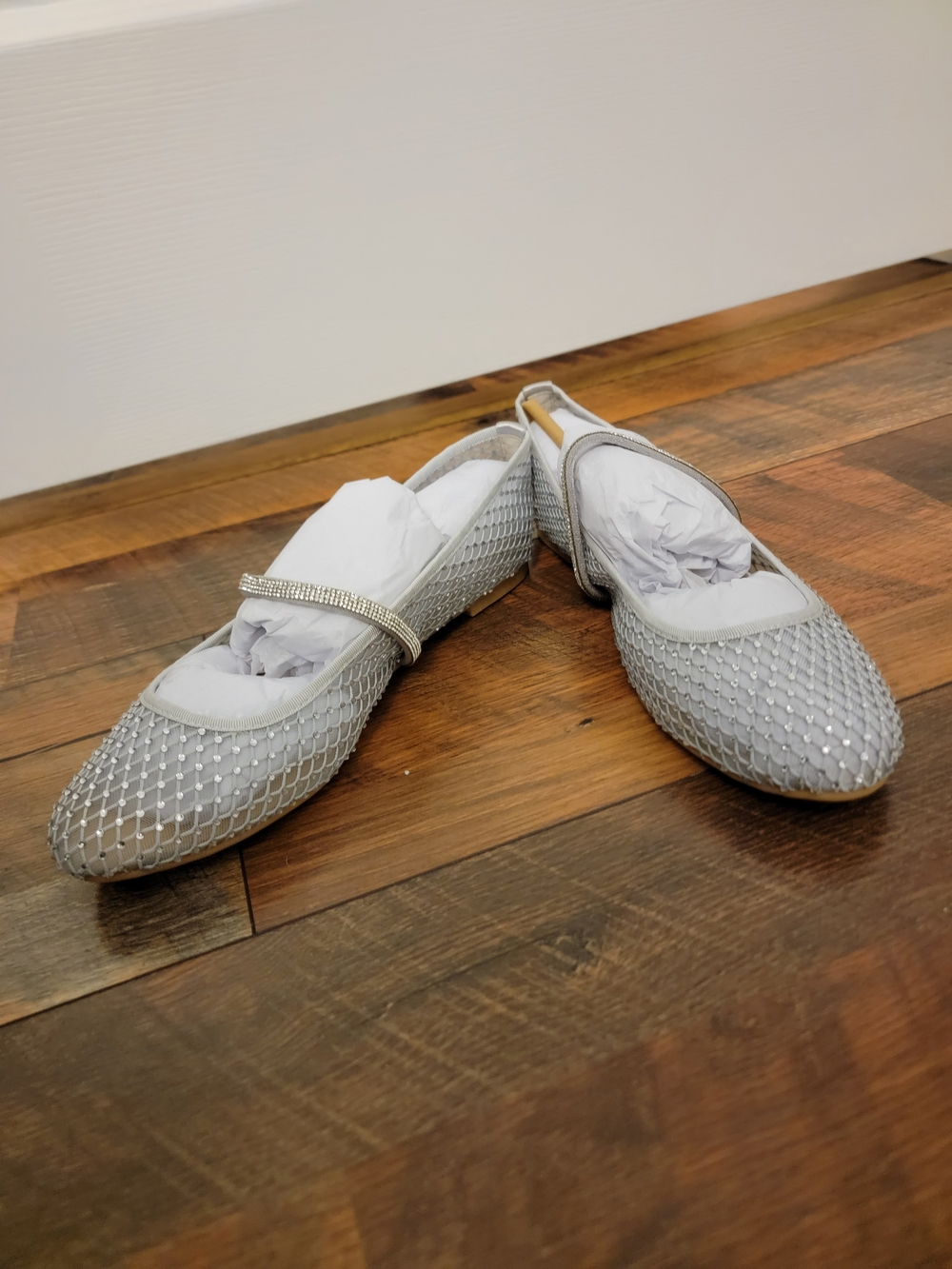 Nina Peggy Silver Mesh Rhinestone Flats - Picture 4 of 7